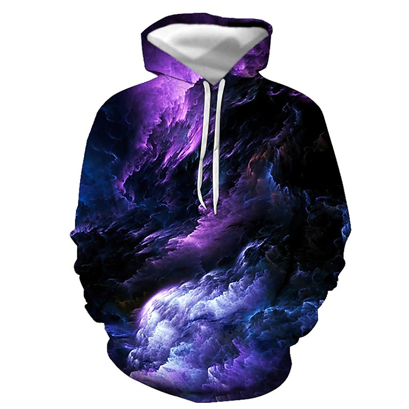 

Sky full of dark clouds pattern Fierce 3D printing hoodie visual impact party top punk goth round neck high quality sweater hoodie, Black
