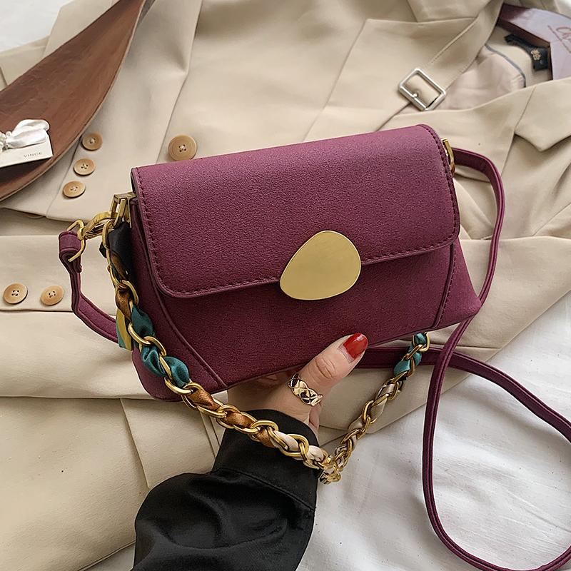 

Vintage Ribbon Chain Tote bag 2021 Fashion New High quality Matte Leather Women's Designer Handbag Flip Shoulder Messenger Bag, Black