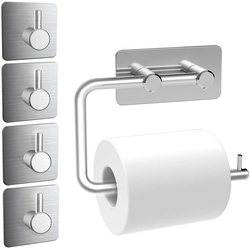 

Toilet Roll Holder, Bathroom Towel Holder Without Drilling, Stainless Steel Toilet Roll Holder