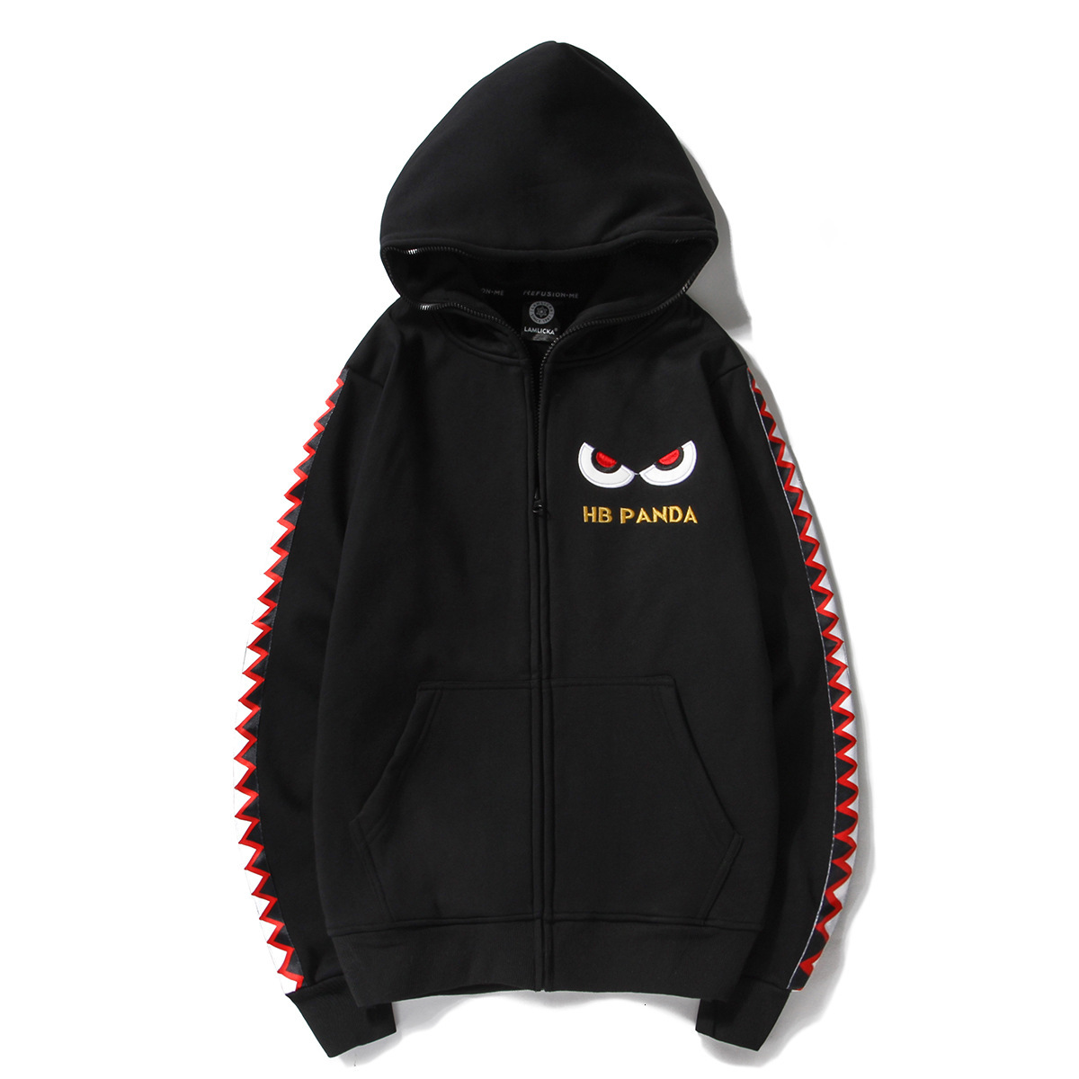 

2021 New Nova Chegada Venda Quente Tubaro Algodo Zper Cardigan Masculino e Sim Com Capuz Casual Impresso Solta Hoodies Hip Hop Qayl, Black