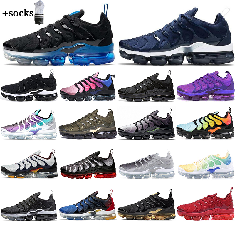 

with free socks Mens Shoe Sneakers TN Plus BETRUE black green Hyper Violet Bumblebee Midnight Navy cargo khaki Gold Breathable outdoor Casual Running Shoes size 5.5-11, #36 astronomy blue
