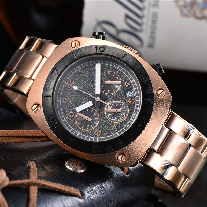 

4- Mens local gold watch metallic stainless steel strap fashionable business holiday cocktail watch calendar quartz automatic watch men