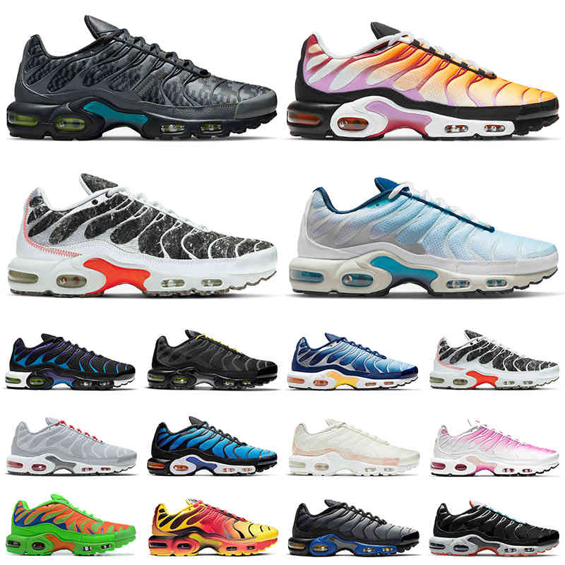 

{Outdoor}TN Plus Running Shoes men women Triple White Black Orange Gradient Hyper Blue Fury OREO tns Mens Trainers Sports Sneakers, 40-46 grey red combo