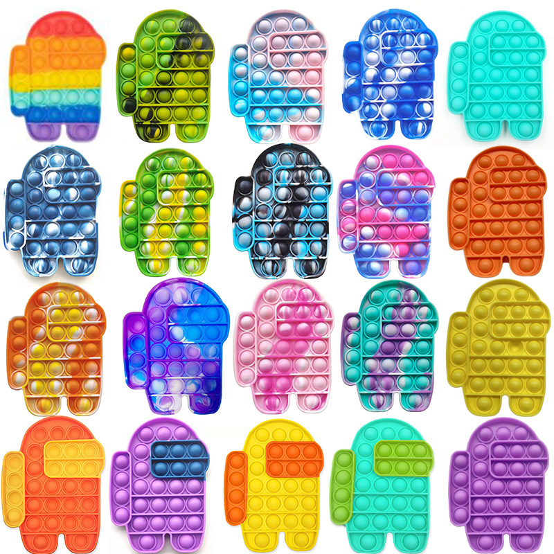 

Push its Pops Fidget Decompression Toys Camouflage Color Amoug Upright Spaceman Characteristic Popper Bubble Fingertip Sensory Toy for Children Gifts