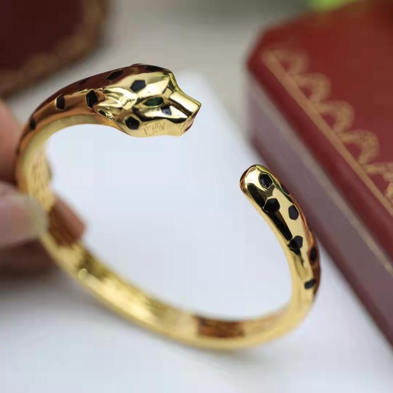 

Bangle Bright No Stone Leopard Open For Men Women Panther Animal Green Eyes Fashion Jewelry