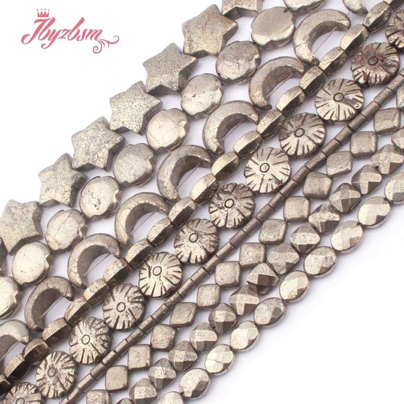 

Other Natural Pyrite Loose Beads Silver Gray Stone For DIY Woman Necklace Earring Bracelets Jewelry Making Strand 15"