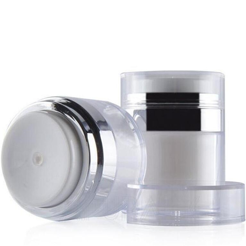 

15g 30g 50g Airless Acrylic Cream Jar Vacuum Bottle White Cosmetic Makeup Jars Refillable Container Lotion Pump Bottles