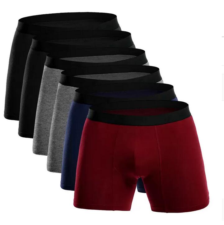 

4pcs/lot Long Style Men Underpants Boxers Homme Underwear Brand Boxer Cotton Breathable Under Wear Arrived Y864 Underpant, All gray