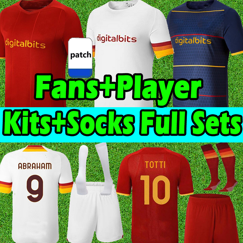 

2021 2022 Jersey Soccer JERSEYS TOTTI DZEKO ZANIOLO KLUIVERT 21/22 fans player version MEN kids kits socks full sets ROME Football Shirts Uniforms, 21 22 away