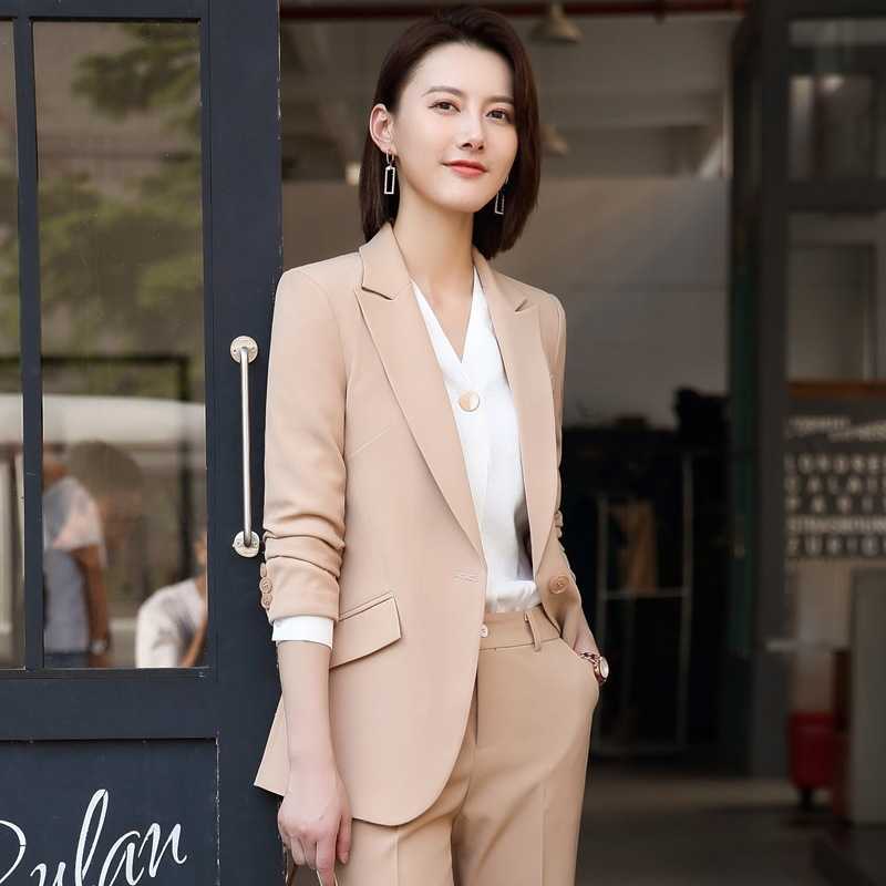 

High quality professional suit temperament solid color office pants set Slim fit women's s two-piece Skirt 210527, Skirt suit-c