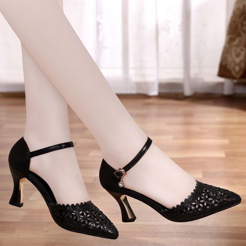 

Dress Shoes PKSAQ Women's High Heels Hollow Out Plus Size 33 40 Sexy Woman Black Pointed Toe Wedding Party Pumps Stiletto