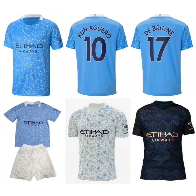 

2021 City Soccer Jerseys #17 DE BRUYNE Kids Kit #7 STERLING SANE Football Uniform Mens #10 KUN AGUERO JOAO CANCELO Shirt, Black;yellow