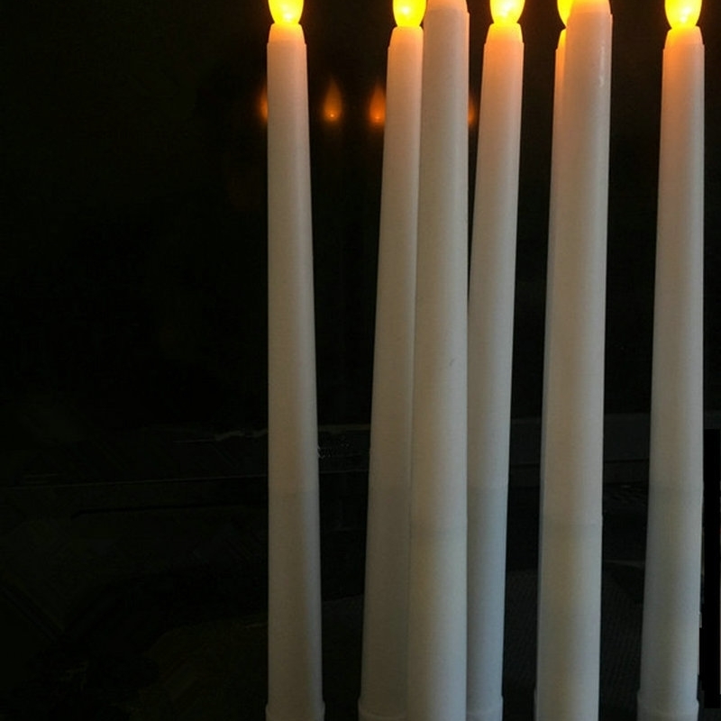 

30pcs 11"Led battery operated flickering flameless Ivory taper candle lamp Stick candle Wedding Home table decor 28cm(H)-Amber Y200109