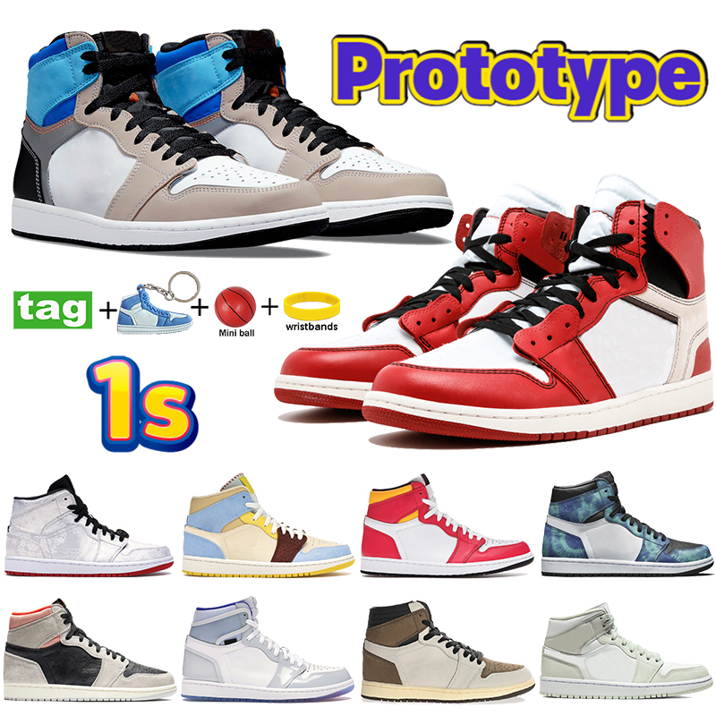 

High Prototype 1 1s Basketball Shoes LX Chicago UNC powder blue Reverse wolf grey sail Mens sneakers mid milan Pale Ivory cactus jack women trainers with keychain, Bubble wrap packaging
