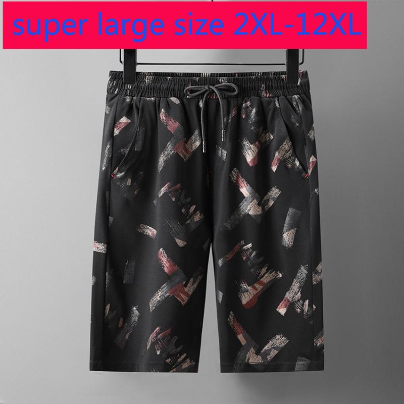 

Men's Shorts Arrival Super Large 12xl Men Summer Enlarged Casual Loose Elastic Waist Knee Length Print Plus Size 2XL-10XL11XL