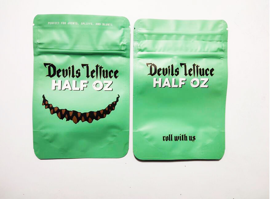

IN STOCK Devils lettuce Half OZ bag Devils lce 3.5 mylar Half OZ Child proof pouch zipper airtight child proof