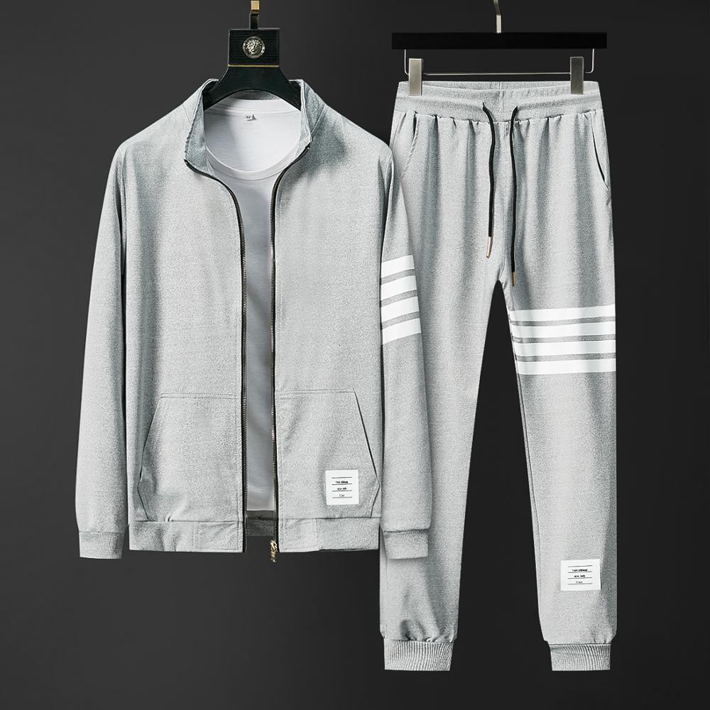 

2021 New Brand Fall Men Sets Pants Clothing Sweatsuit Cardigan Fashion Clothes Trousers Sportswear Sweatpants Tracksuits Long Sleeve 5sc3, Black