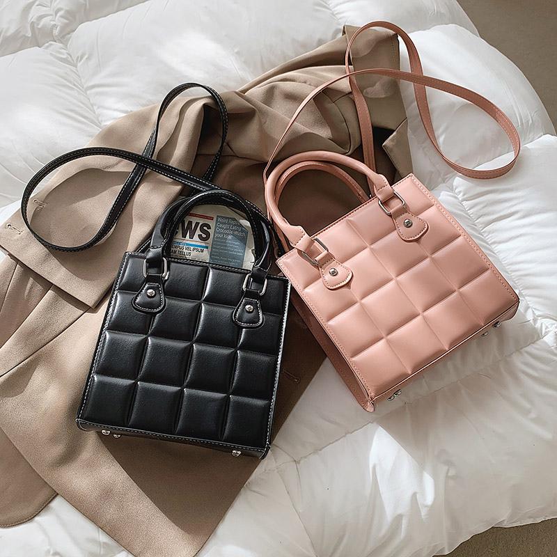 

Luxury Designer Bag Women Pink Lingge Shoulder Bag Lady Leather Chains Messenger Handbag Shopping Tote Female Small Square Bags, Black