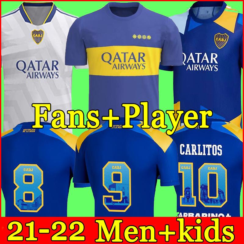 

21/22 Boca Juniors soccer jerseys Fans Player version 2021 2022 TEVEZ MARADONA CARLITOS GAGO Camiseta de fútbol Men+Kids kits football shirt, Grey