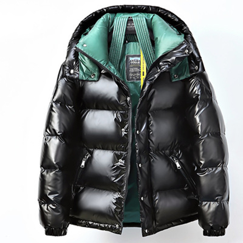 

Men Glossy Down Parkas Fashion Trend Couples Thicken Zipper Hooded Outerwears Designer Winter Male Casual Luxury Bread Punk Jackets Coats, Green