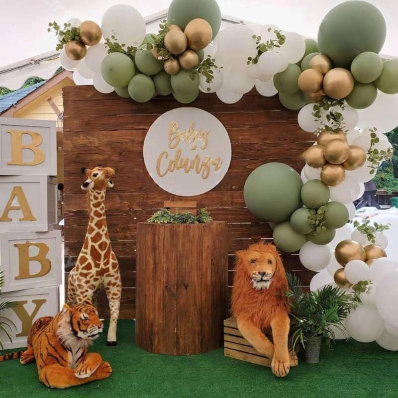 

Party Decoration 118pcs Green Balloon Garland Arch Kit Retro Jungle Animal Theme Birthday Globos Baby Shower Kids