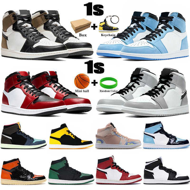 

2021 With Box 1 1s Mens Basketball Shoes University Blue Dark Mocha Mid Light Smoke Grey Silver Chicago Toe Unc Patent Men Women Sneakers, Customize