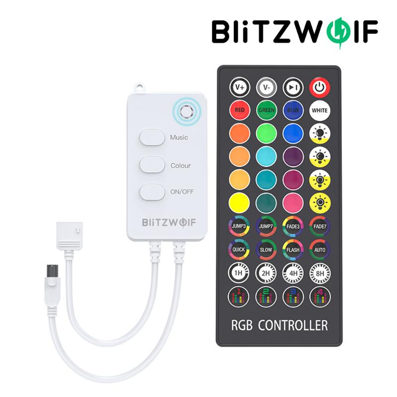 

Smart Home Control BlitzWolf BW-LC1 DC12V Bluetooth WiFi RGB LED Strip Controller With 40Keys Remote Work Alexa Google Assistant