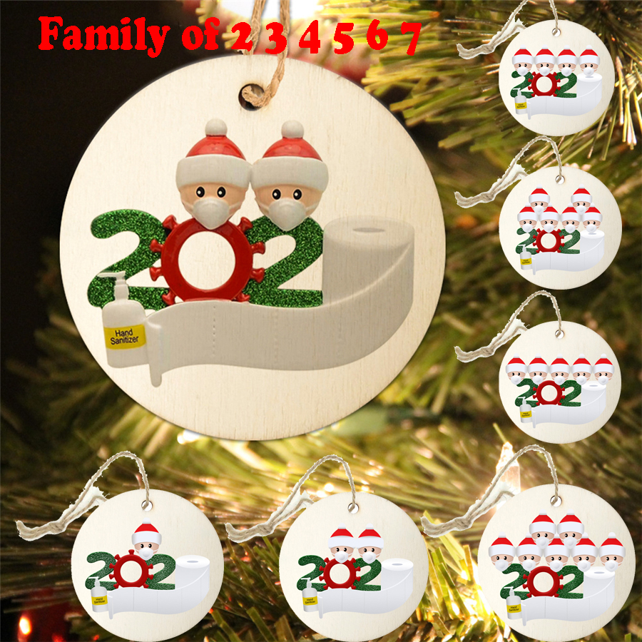 

Quarantine Personalized Ornaments Survivor Family of 2 3 4 5 6 7 Face Masks Hand Sanitized Customiz Christm Decorating Creative Toys GGE1714