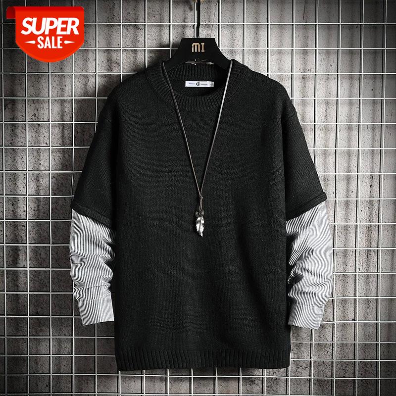 

Men'S Sweaters Spring Autumn Winter Clothes 2020 Pull OverSize -4XL 5XL Korea Style Casual Standard Pullovers #gC5F, White;black