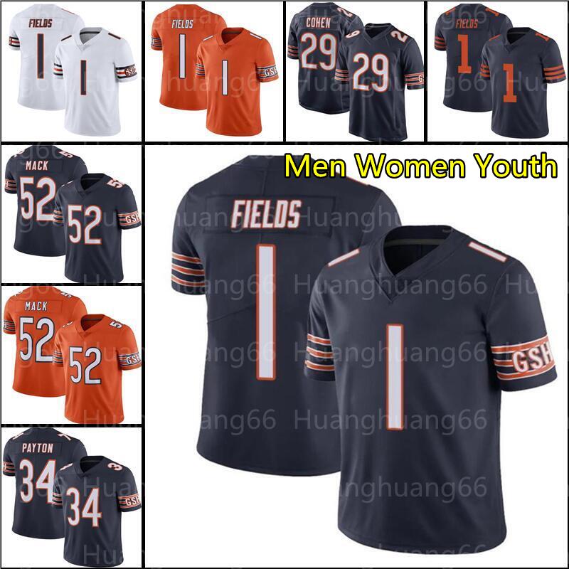 

1 Justin Fields Jersey 52 Khalil Mack 11 Darnell Mooney 34 Walter Payton 13 Marquise Goodwin Gale Sayers Football Allen Robinson II mens womens youth, As