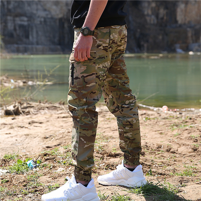 

Archon Camouflage Pants Men's Spring Leggings Pants Army Fan Loose Feet Pants Multi-pocket Men's Cotton Polyester Outdoor Overalls, Black