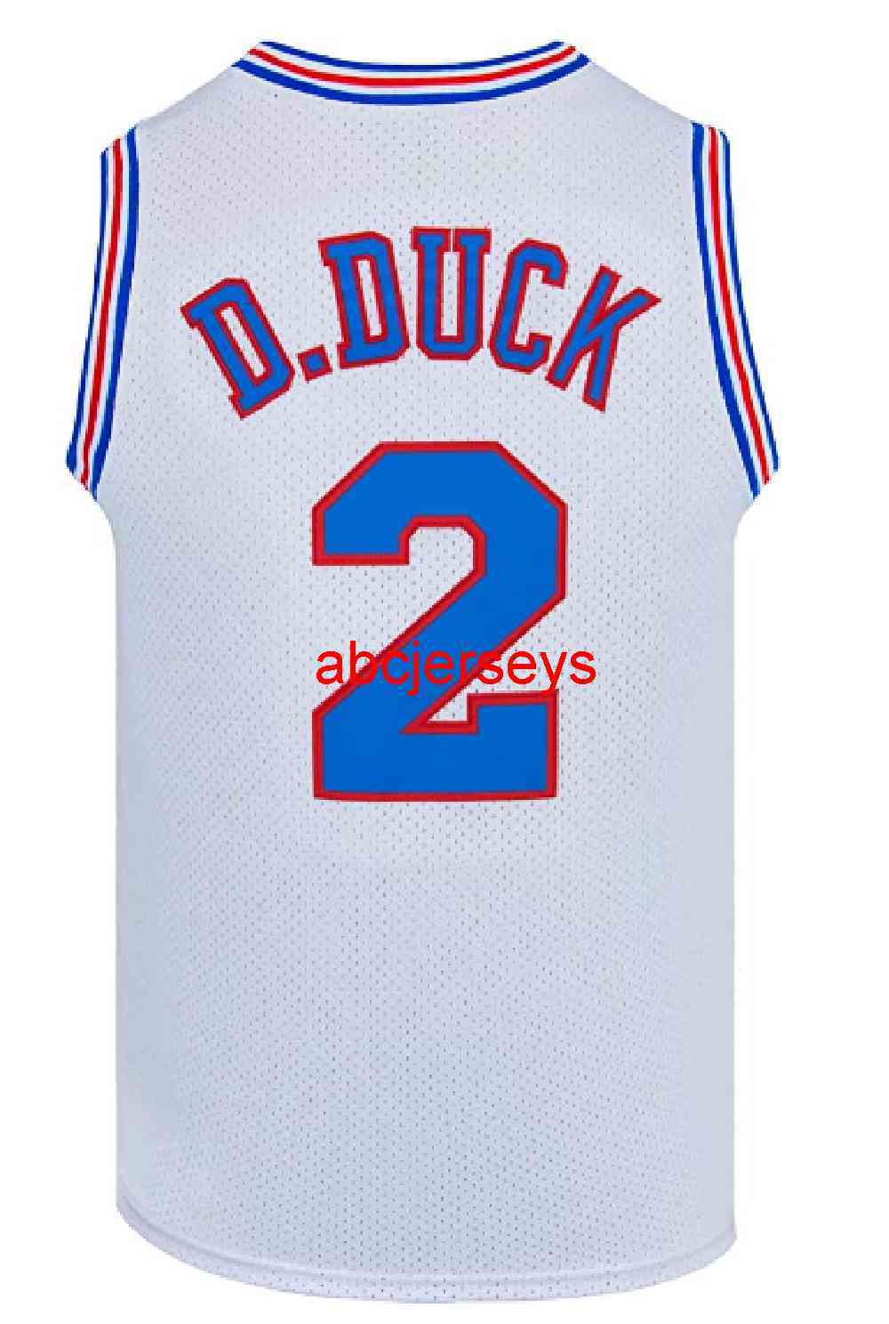 

Men's Mens Basketball Jersey #2 D Duck 90s Moive Space Jam Shirts S-XXL, White