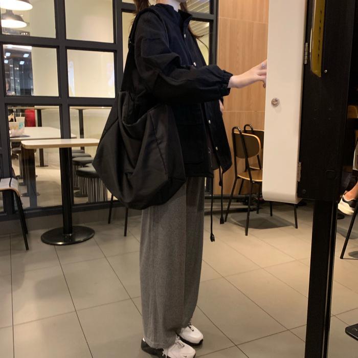 

Women's Jackets Stand Collar Drawstring Waist Lazy Loose Rac, Black;brown