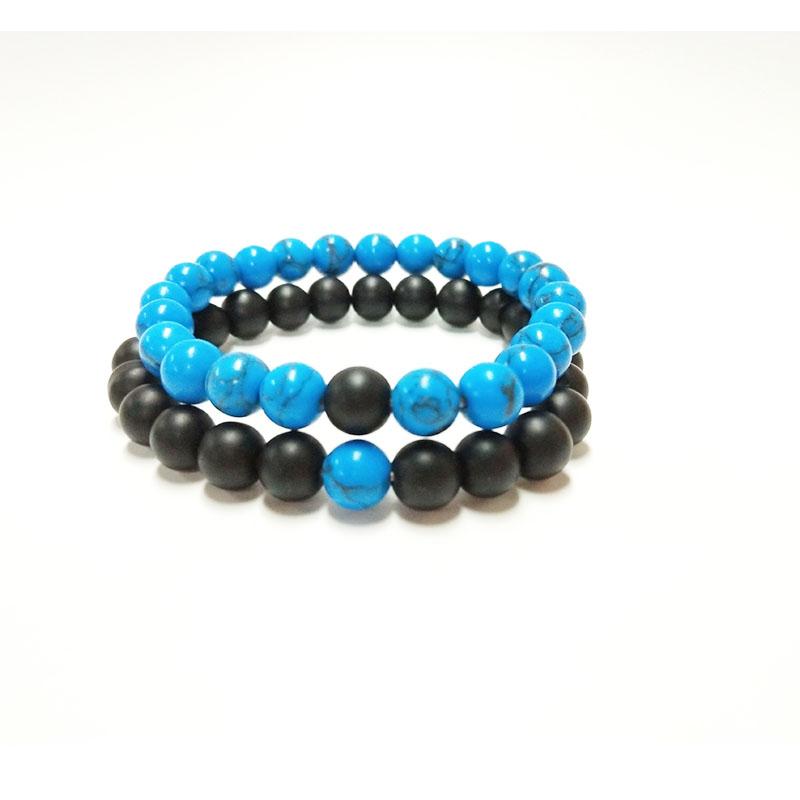 

Charm Bracelets Couples Distance Bracelet Classic Natural Stone Black And Blue Beaded For Men Women Gift