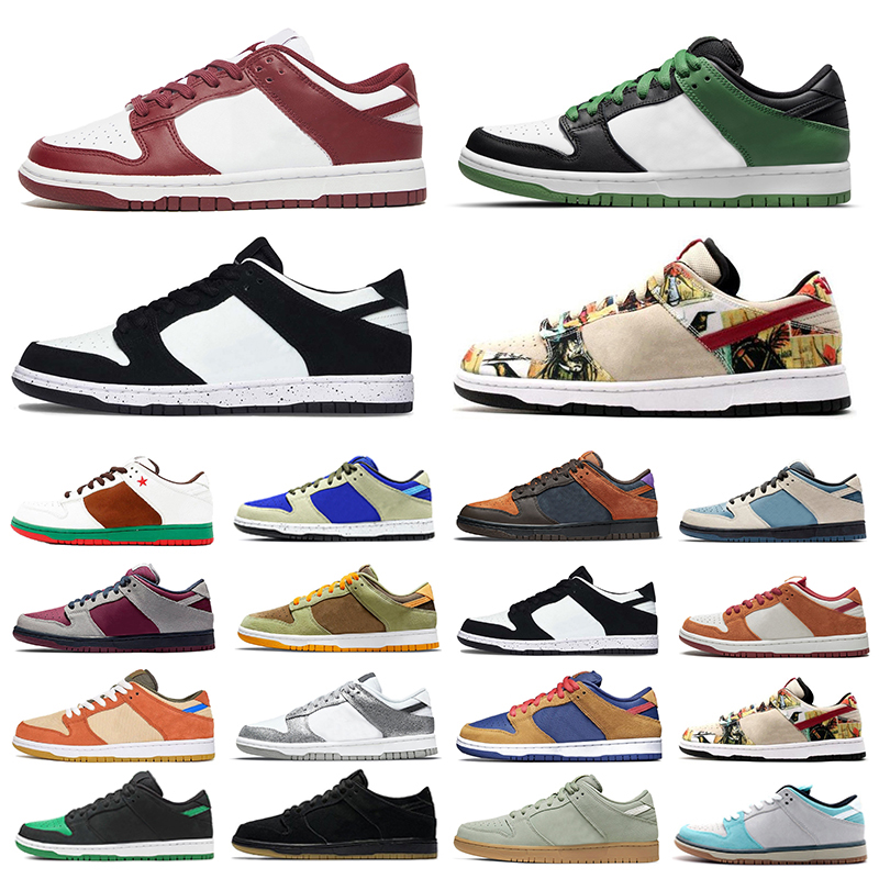 

Bordeaux low mens running shoes Classic Green Corduroy Dark Russet Undefeated Black Shimmer men women trainers sports sneakers platform shoe 36-45, Box