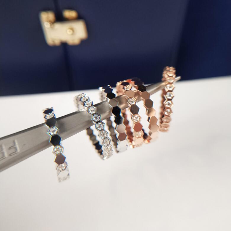 

Brand New Simple Fashion Jewelry 925 Sterling Silver&Rose Gold Fill Honeycomb Ring Brand New Eternity Women Wedding Band Ring For Lover Gift