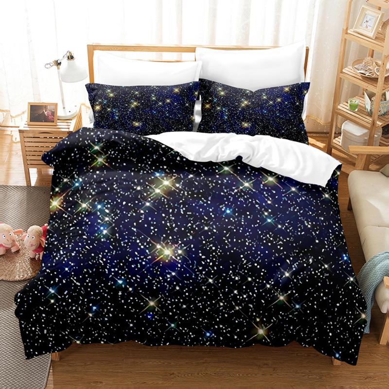 

Bedding Sets Galaxy Star Space Set 3D Universe Duvet Cover Quilt With Zipper Double Comforter Kids Gifts