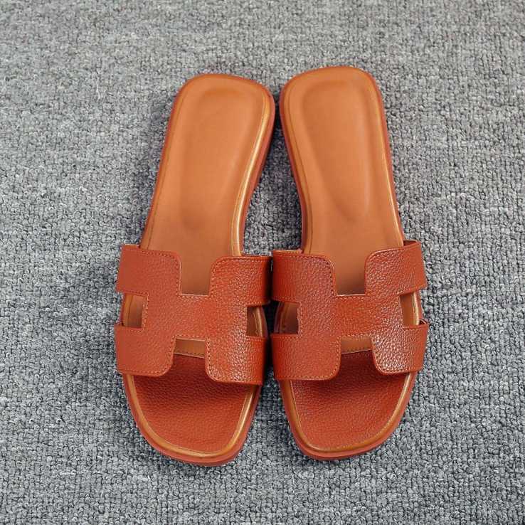 

Slippers Women H 2021 Summer Ladies Flat Sandals Female Outdoor Beach Leather Soft Slides Narrow Band Hollow Out Designer Shoes, 03