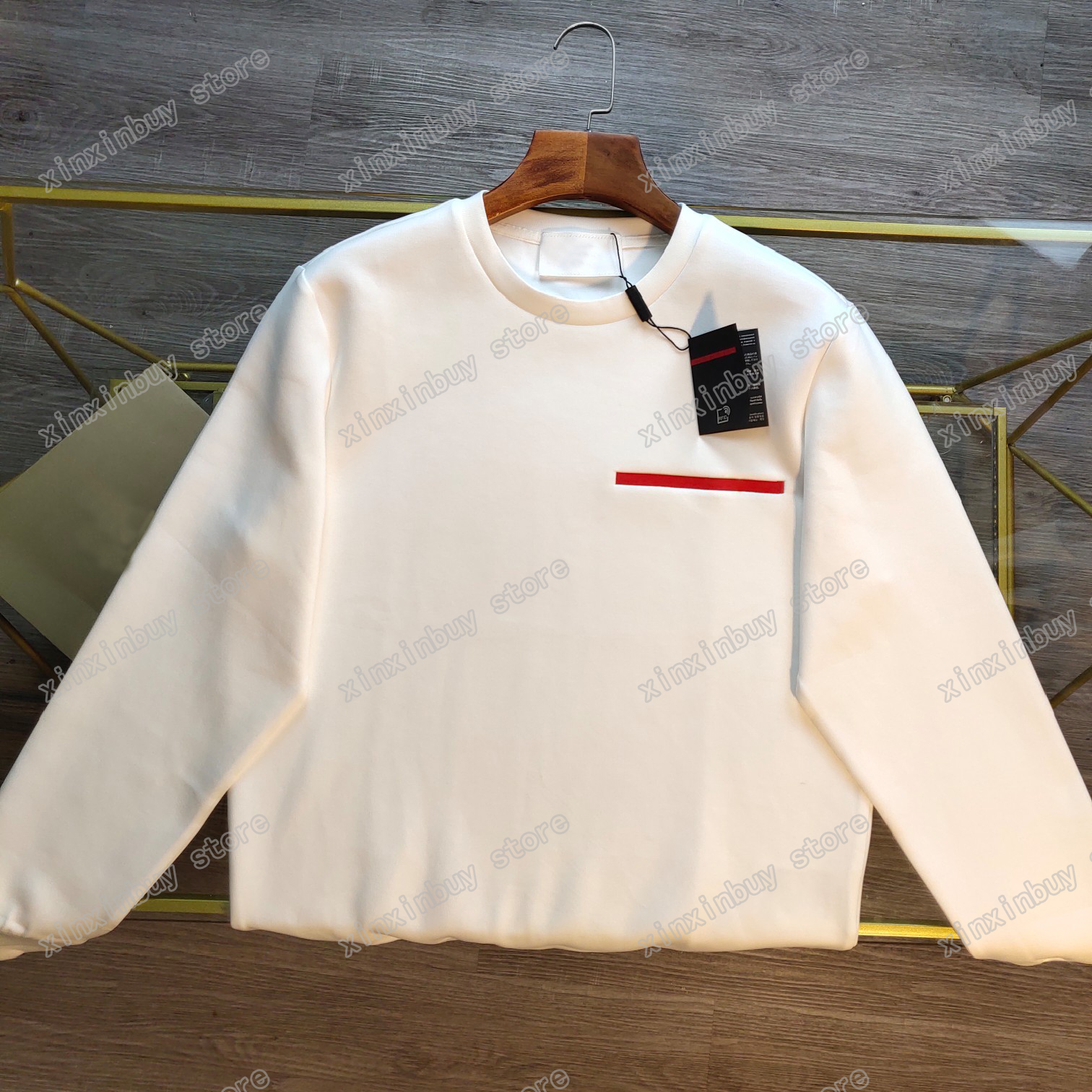 

21ss Designers Sweaters luxury Mens Womens Red stripe label letters Man Paris Fashion Tee Top Quality Tees Street long Sleeve luxurys black Apricot blue xinxinbuy, White