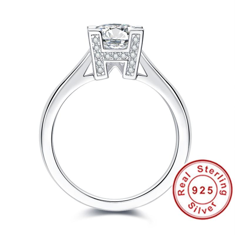 

Wedding Rings Luxury 925 Silver 1 Carat To 2 Excellent Cut D Color Pass Diamond Test Mossanite Party Ring Order, Slivery;golden