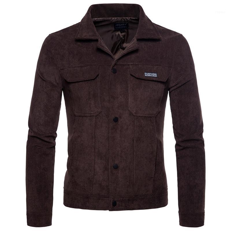 

Men's Corduroy Slim Jacket Spring And Autumn Lapel Coat Plue Size Jackets, Black