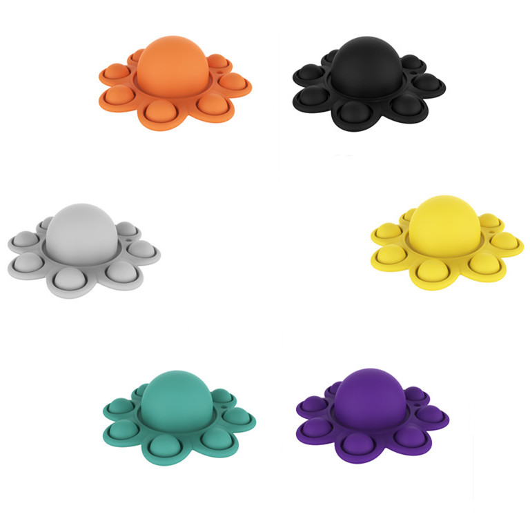 

Decompression Toys Push its Pops Fidget Solid Color Octopus Keychain-shaped Feature Popper Bubble Fingertip Sensory Toy for Children Gifts