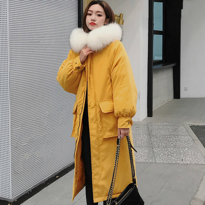 

2021 New Fashion Women Winter Jacket with Fur Hooded Long Female Coat High Quality Warm Thicken Womens Parka Parkas Pp193 B7xw, Black