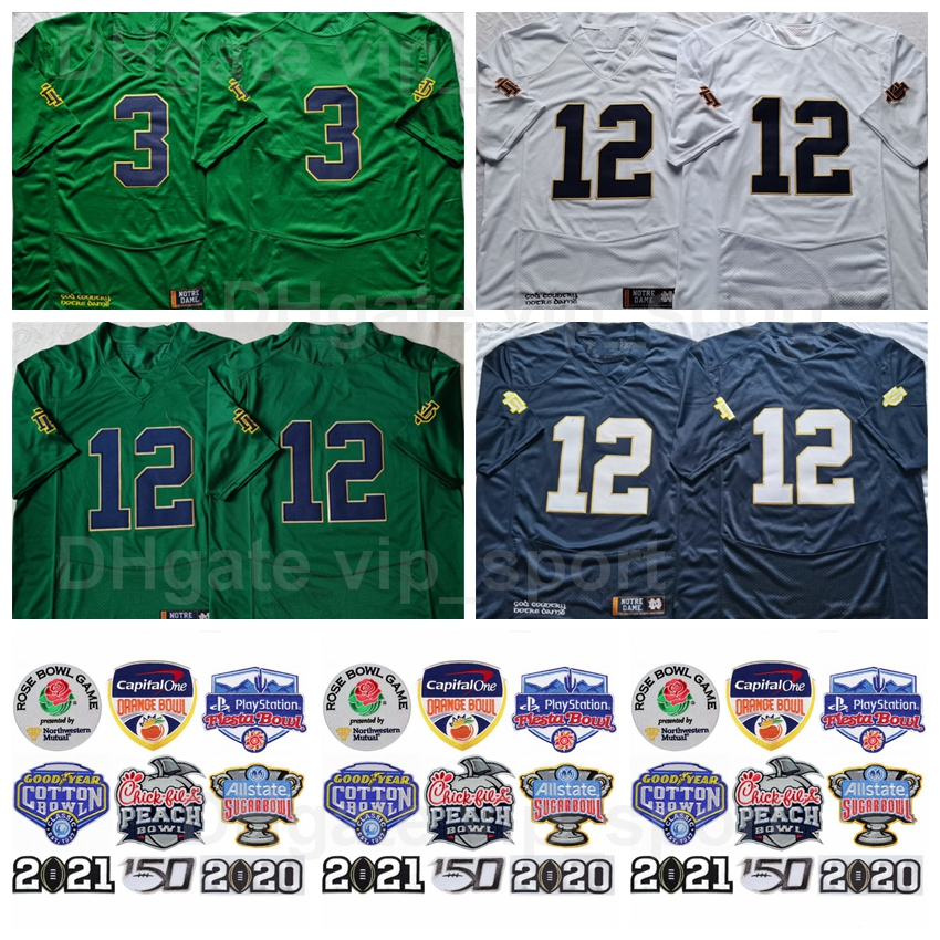 

NCAA Notre Dame Fighting Irish Jersey Men College Football 12 Tyler Buchner University Navy Blue White Green Home All Stitched For Sport Fan, Black