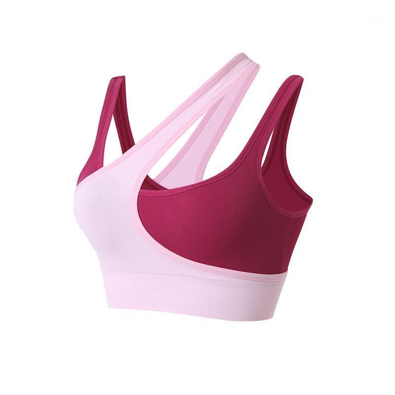 

Yoga Outfit Chic Oblique Shoulder Women Sports Top Crop Sexy Bras Seamless Running Gym Exercise Fitness Underwear Bra