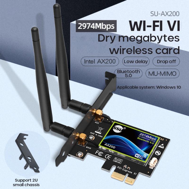 

Dual Band 3000Mbps Wifi 6 Intel AX200 PCIe Wireless Adapter 2.4G/5Ghz Bluetooth 5.0 AX200NGW 802.11Ac/Ax Wi-Fi Card Computer Cables & Connec