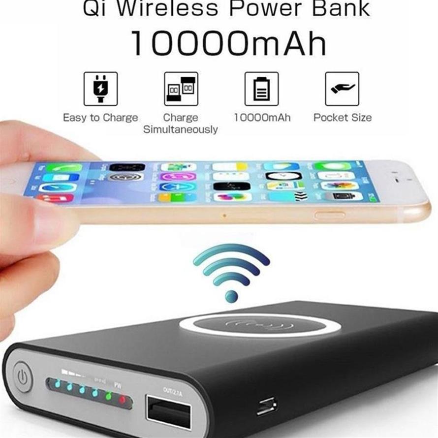 

10000mAh Universal Portable Power Bank Qi Wireless Charger For iPhone 8 Samsung S6 S7 S8 Powerbank Mobile Phone Wireless Chargera57