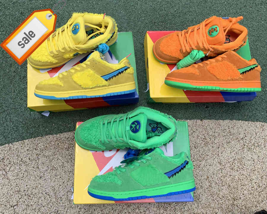 

Top Quality Sb Dk Low X Grateful Dead Skateboard Shoes Orange Green Yellow Bear Casual Runner Outdoor Trainers Sneakers Sports With Box, #1
