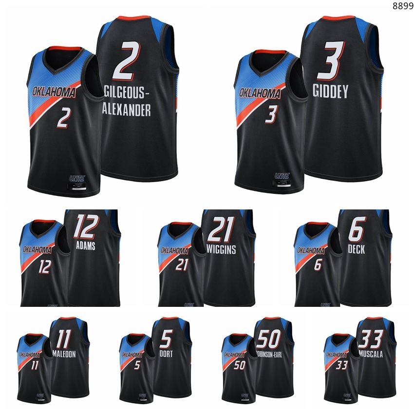 

OklahomaCityThundereMen Shai Gilgeous-Alexander Josh Giddey Jeremiah Robinson-Earl Aaron Wiggins 2021-22 Black City Basket, Black;red