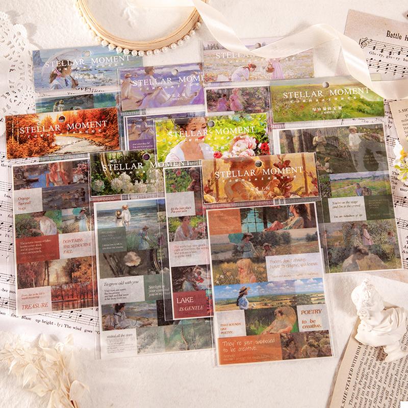 

Gift Wrap 2pcs/lot Scrapbooking Stickers Aesthetic Washi Sticker Oil Painting Style Collage Material For Junk Journal Planner Decoration